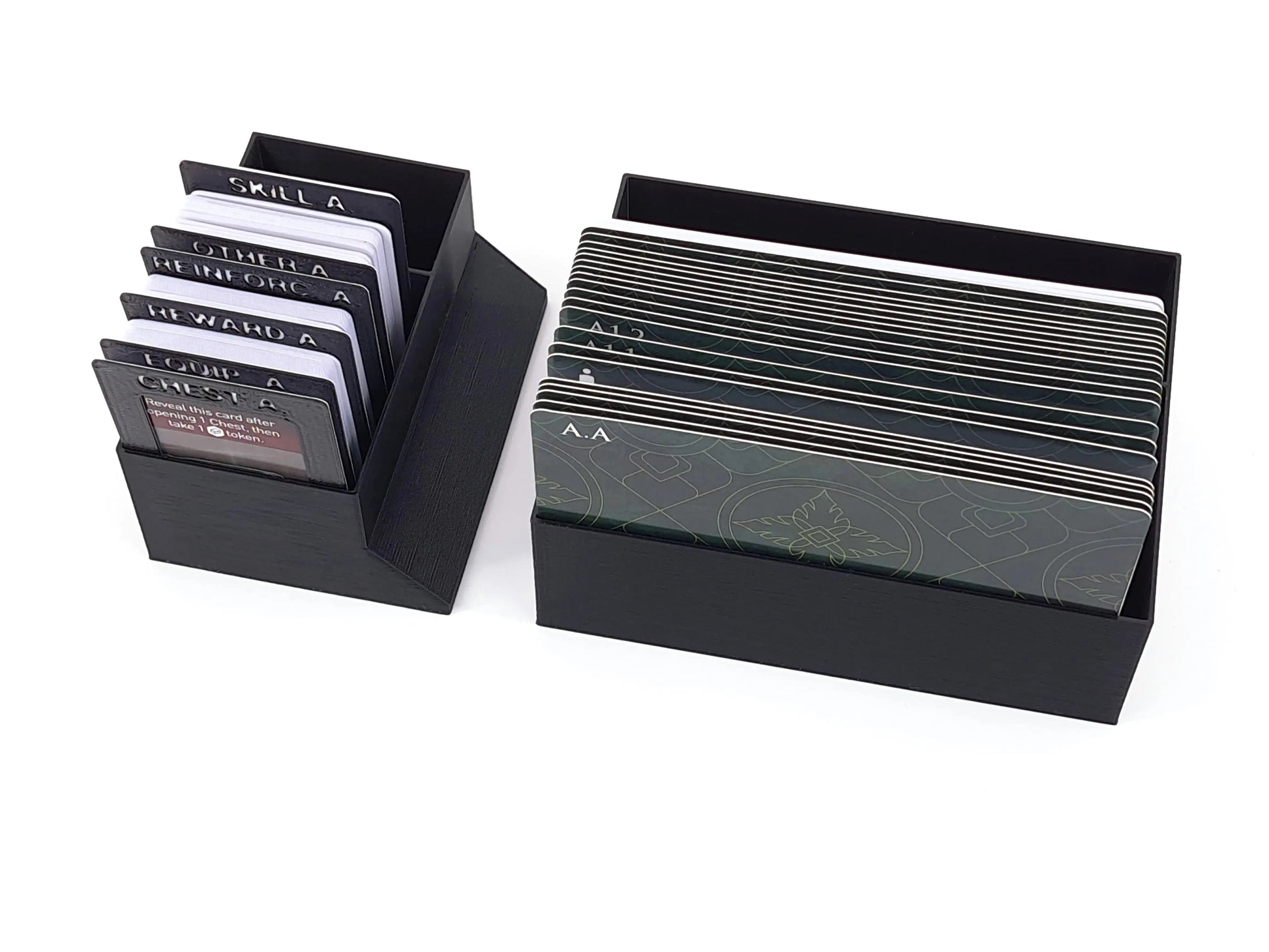 Assassin’s Creed Brotherhood of Venice card holder inserts by Tinkering Paws, 3D print organizer with card storage for skills, actions and map cards, space-saving board game upgrade