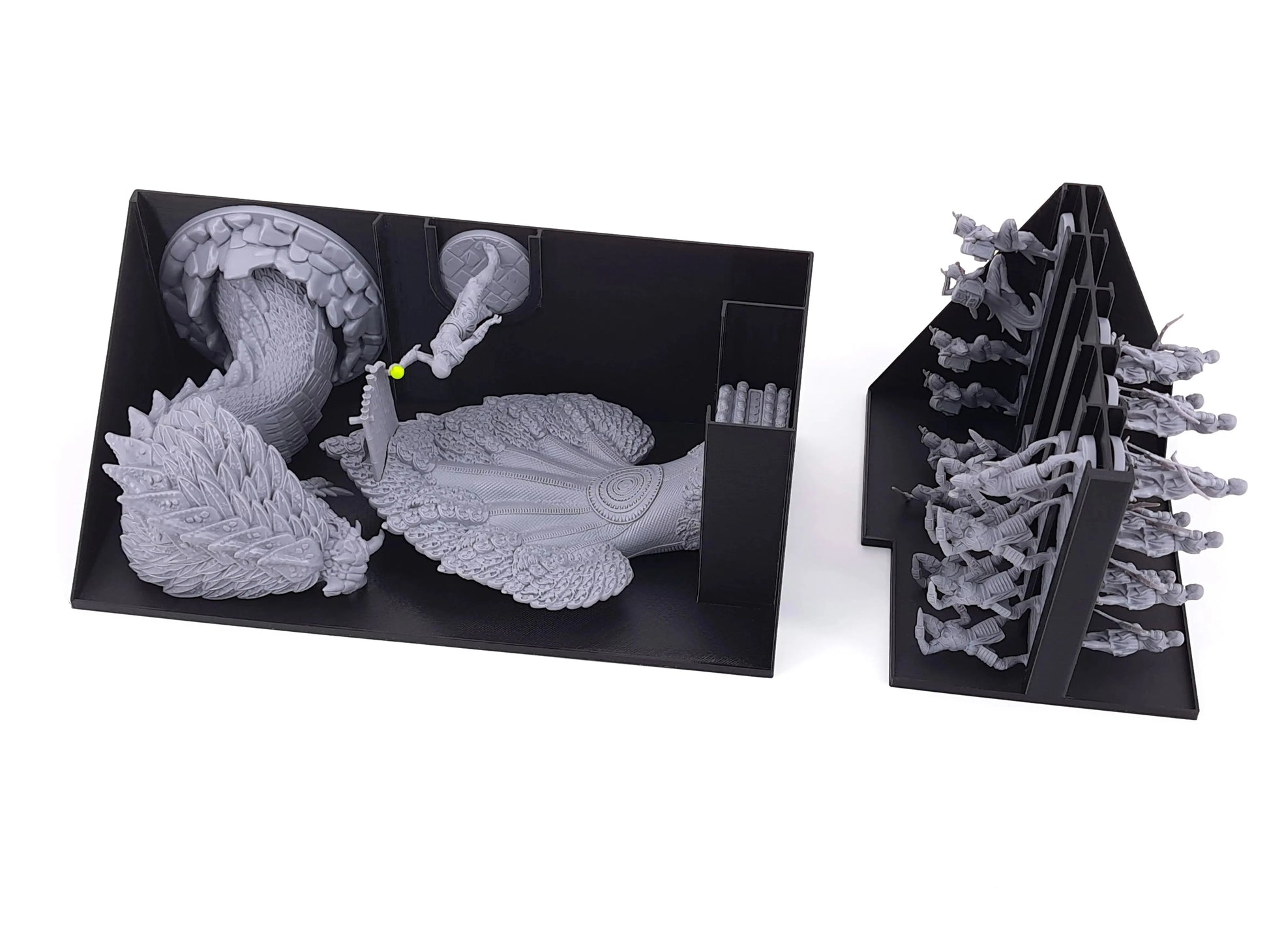 Assassin’s Creed Brotherhood of Venice board game insert by Tinkering Paws, 3D print organizer with large miniature holder and vertical assassin storage rack, space-saving upgrade.