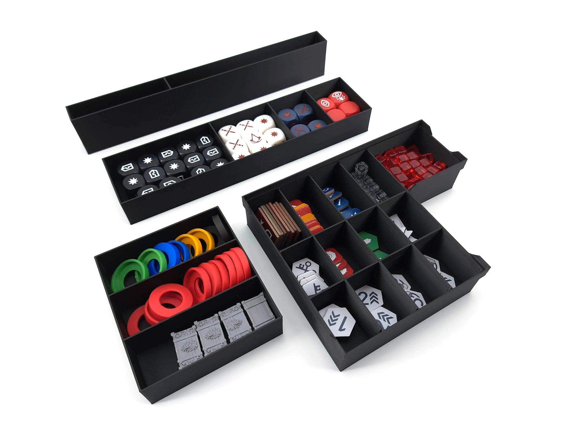 Digital STL files only for Assassin’s Creed Brotherhood of Venice board game insert by Tinkering Paws, 3D printed organizer modules for tokens, dice, markers and counters, compartmentalized storage trays, space-saving system, no physical product included