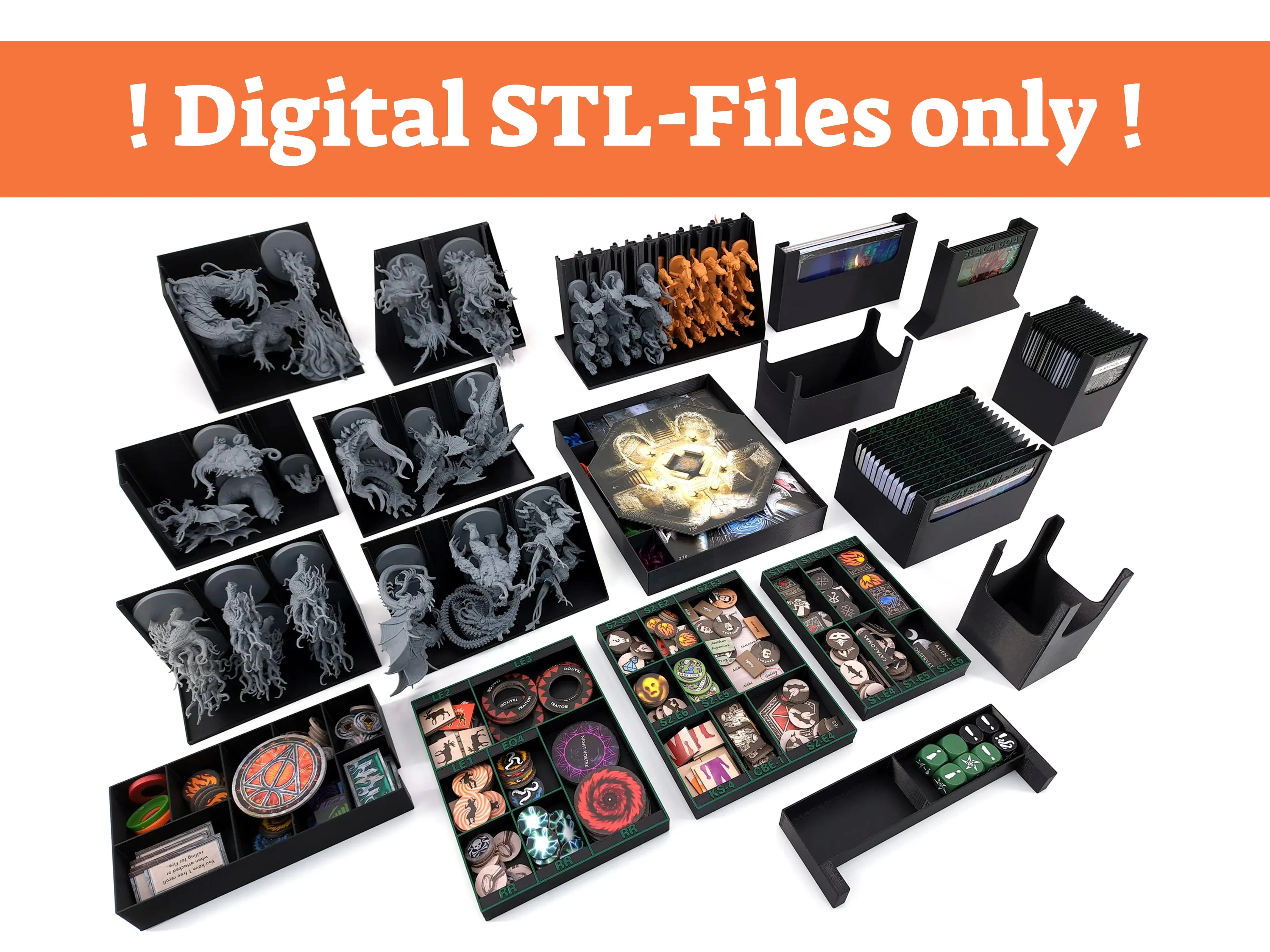 Cthulhu: Death May Die - Season 1 & 2 - Board Game Insert - STL-FILES ONLY