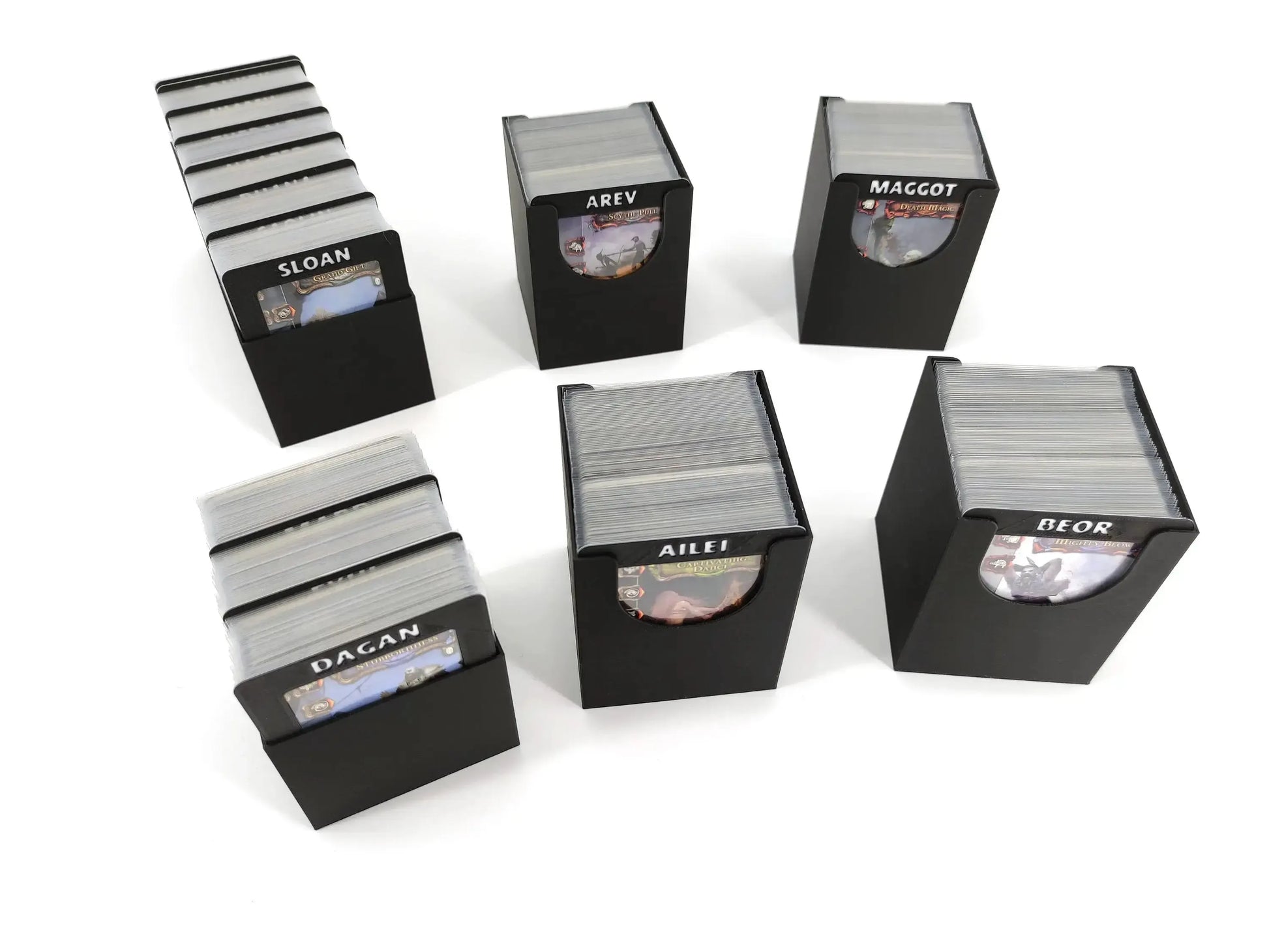 Tainted Grail card holder insert set by Tinkering Paws, 3D printed board game organizer with multiple card holders for expansions, space-saving storage, fast setup, no assembly, easy clean-up