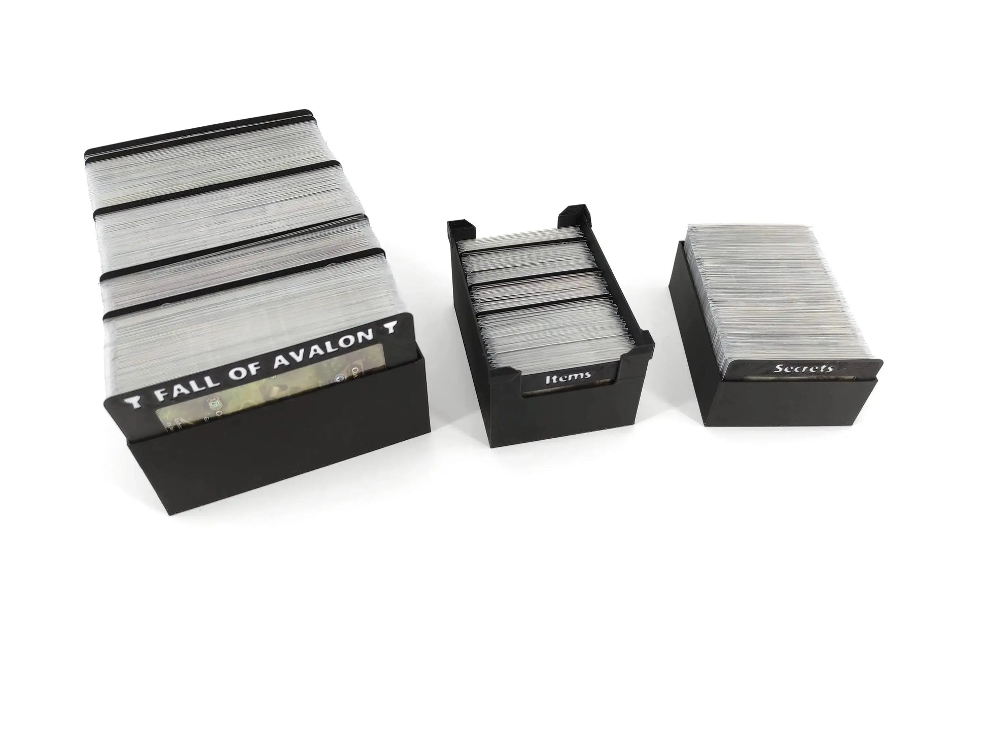 Tainted Grail card holder insert for Fall of Avalon, Items and Secrets, 3D printed board game organizer by Tinkering Paws, space-saving storage, fast setup, no assembly, easy clean-up, board game accessory